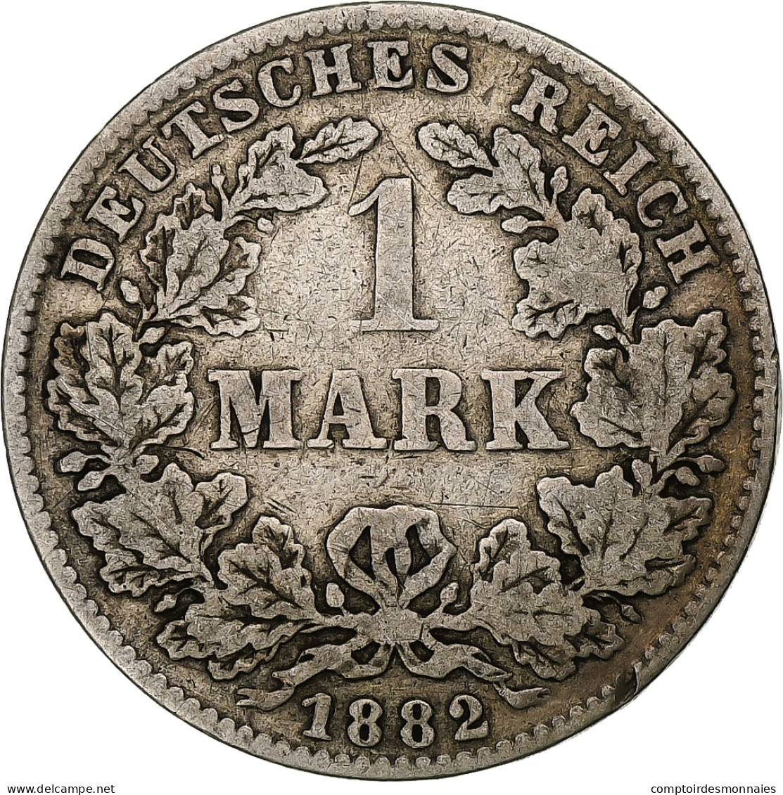 Monnaie, GERMANY - EMPIRE, Wilhelm I, Mark, 1882, Hambourg, TB, Argent, KM:7 - 1 Mark