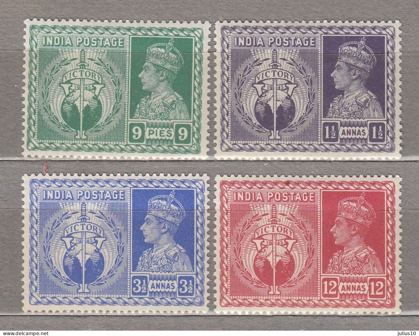 INDIA 1946 Victory Issue Sc# 195-198 MLH #34429 - 1936-47 King George VI