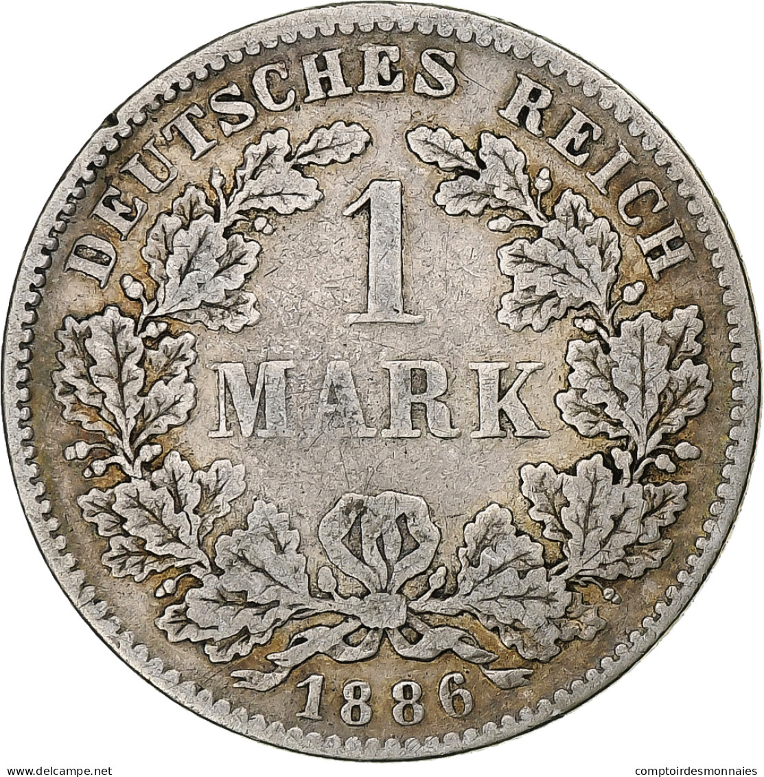 Empire Allemand, Wilhelm I, Mark, 1886, Stuttgart, Argent, TB, KM:7 - 1 Mark