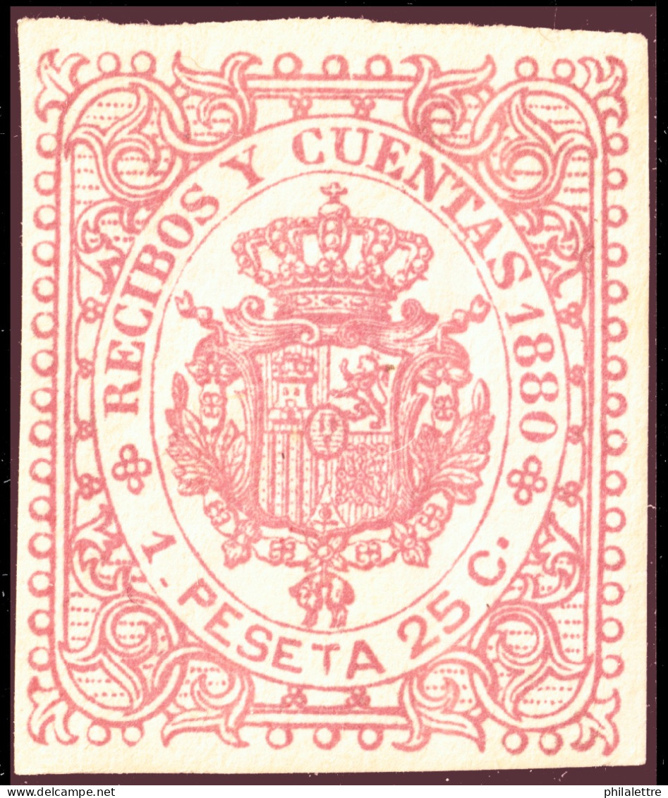 ESPAGNE / ESPANA - COLONIAS (Cuba) 1880 Sello Fiscal "RECIBOS Y CUENTAS" 1,25 Pta Rosa Oscuro - Nuevo* - Kuba (1874-1898)