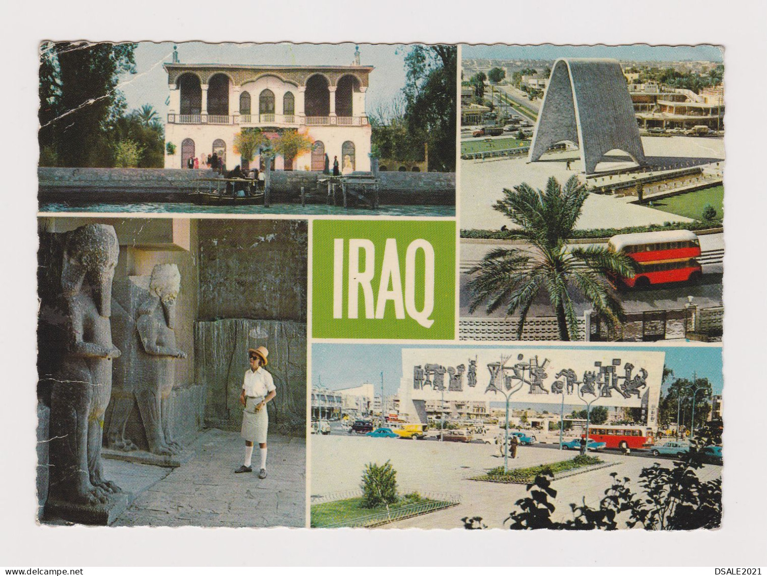 IRAQ Multiple View Photo Postcard, Buildings, Bus, Many Old Car, Monument, Vintage Photo Postcard RPPc (67446) - Iraq