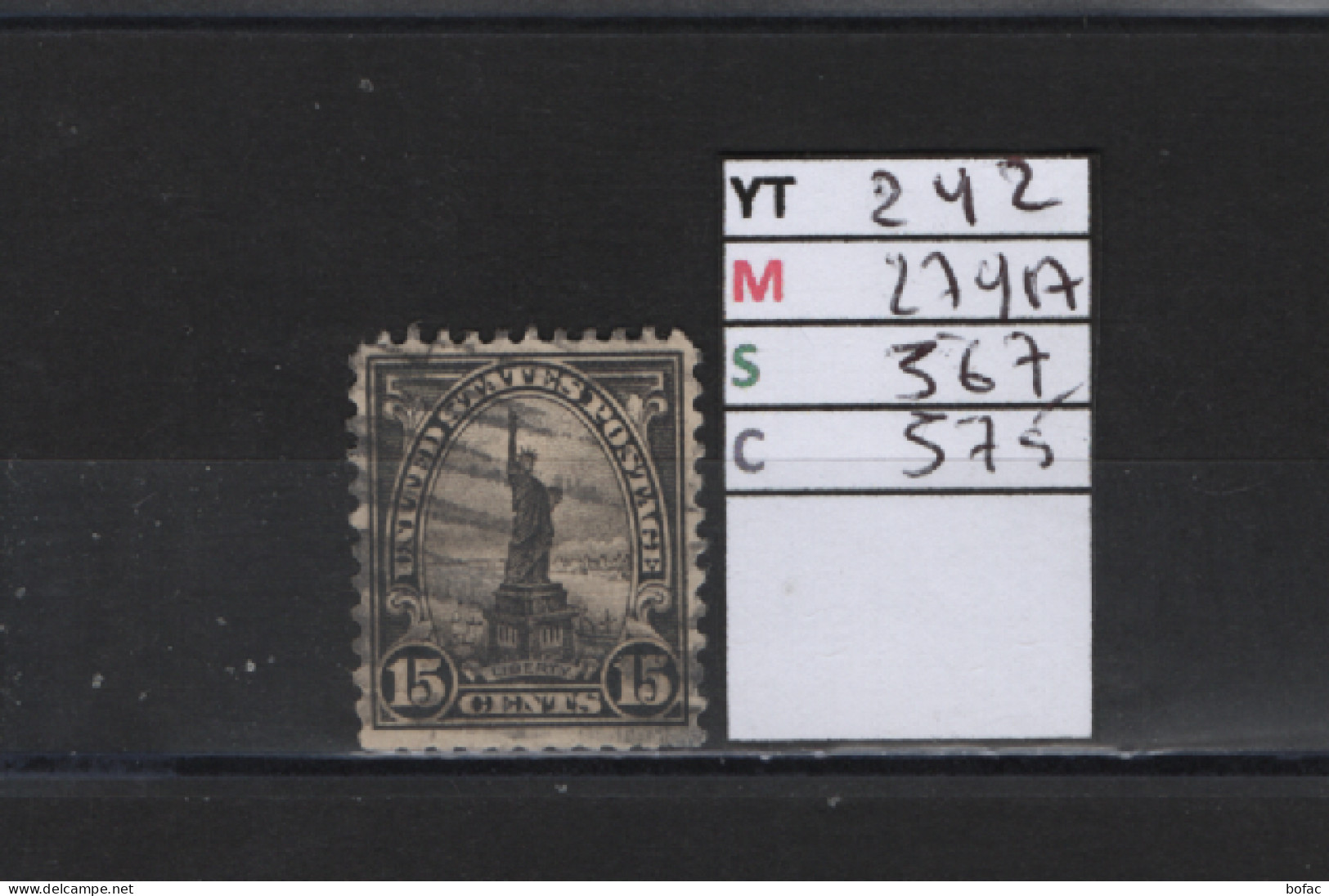 PRIX FIXE Obl 242 YT 279A MIC US567 SCOT US575 GIB  Statue De La Liberté 1922 1925 Etats Unis 58/08 - Used Stamps