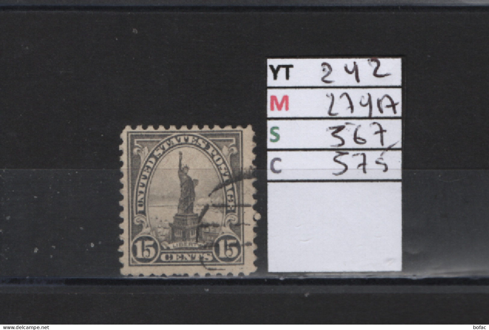 PRIX FIXE Obl 242 YT 279A MIC US567 SCOT US575 GIB  Statue De La Liberté 1922 1925 Etats Unis 58/08 - Used Stamps