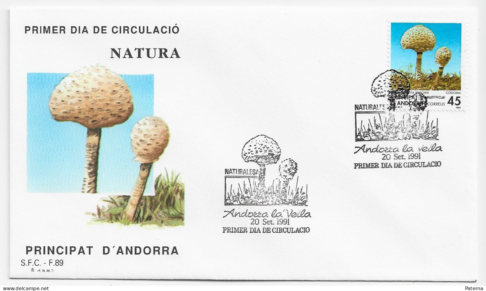 3845 FDC Andorra La Vella 1991, Natura, Hongos, Champiñones, Setas, - Covers & Documents