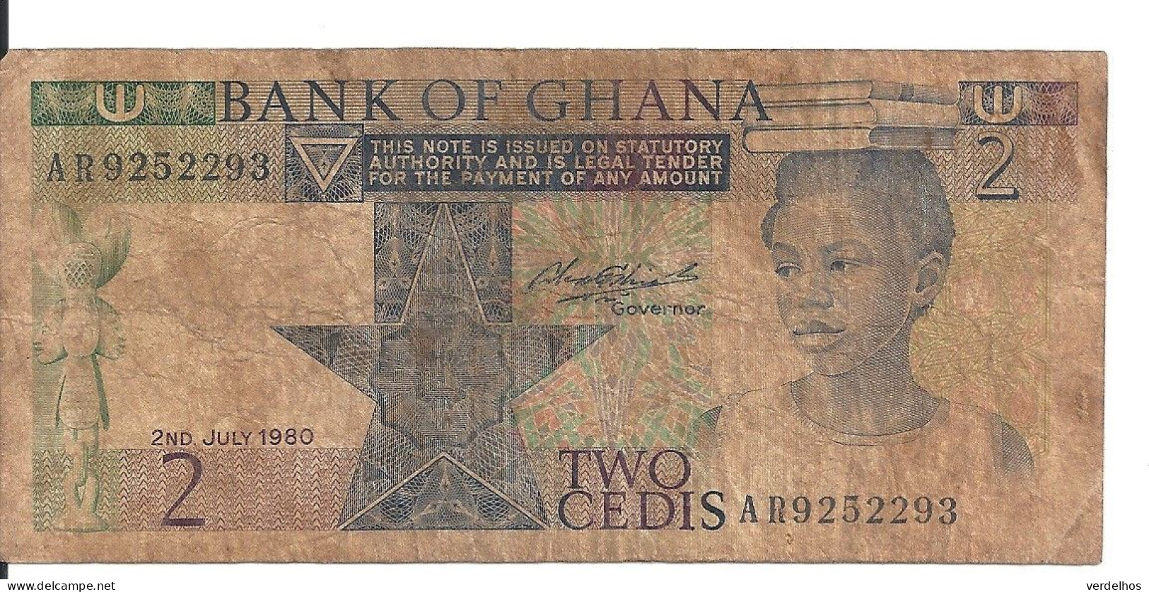 GHANA 2 CEDIS 1980 VG+ P 18 B - Ghana