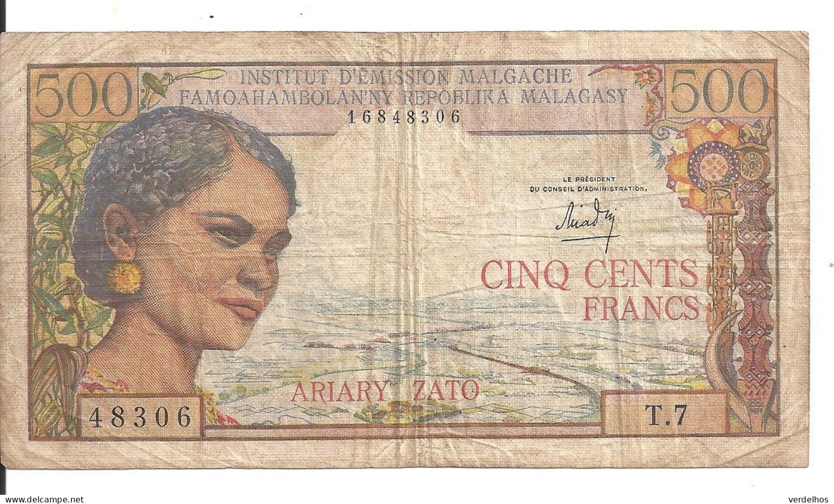 MADAGASCAR 500 FRANCS ND1966 VF P 58 - Madagascar