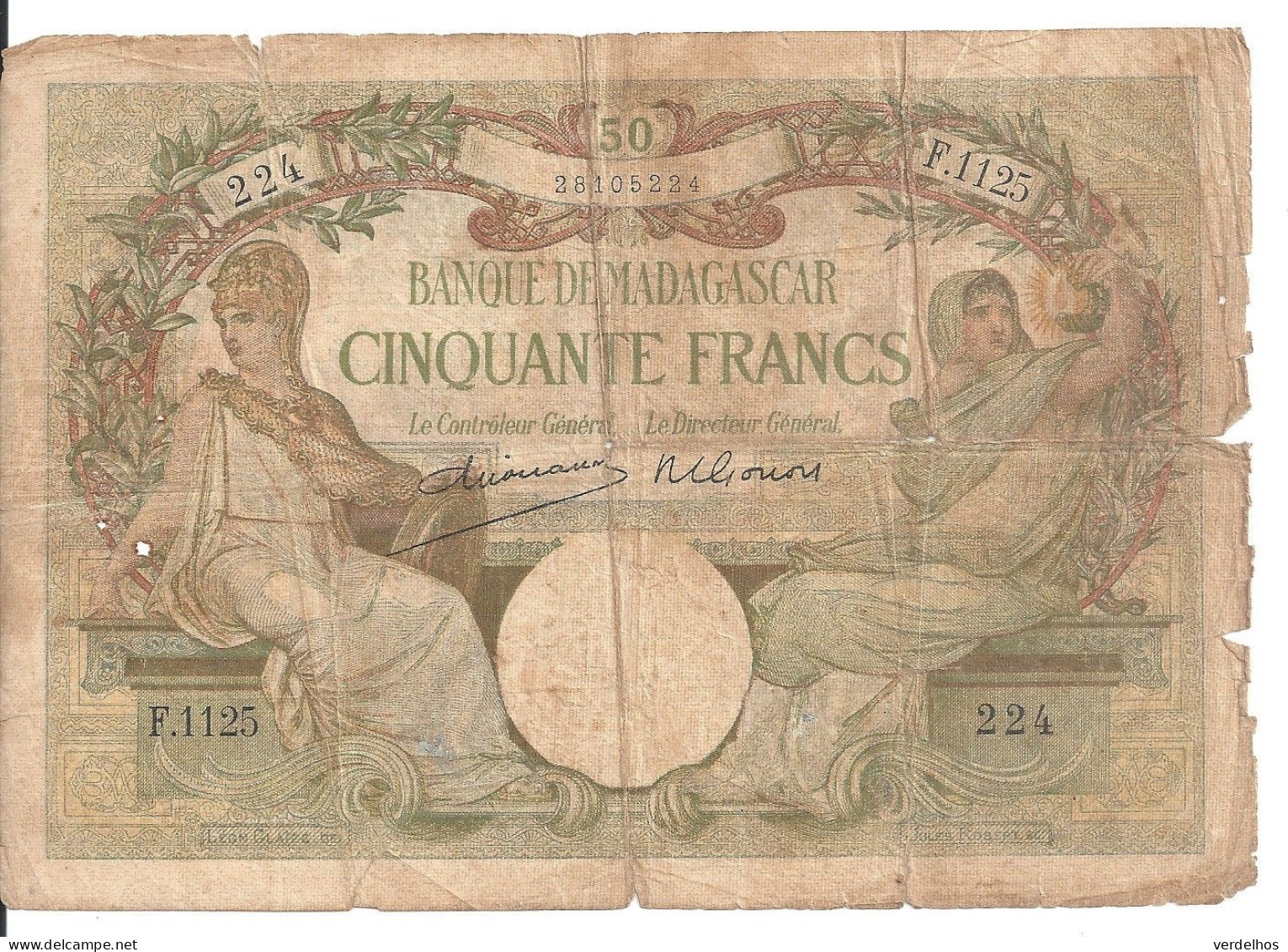 MADAGASCAR 50 FRANCS ND1948 VG+ P 38 - Madagaskar