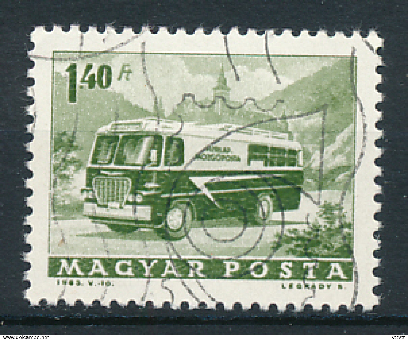 Timbre : MAGYAR POSTA, HONGRIE, 1963, Bus, Autocar, 1.40 Ft, Oblitéré - Bus