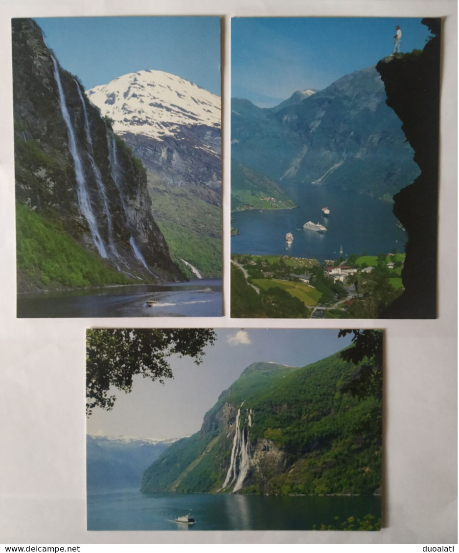 Norway Geiranger Fjord 3 Postal Stationeries With Imprinted Stamp Unused - Autres & Non Classés