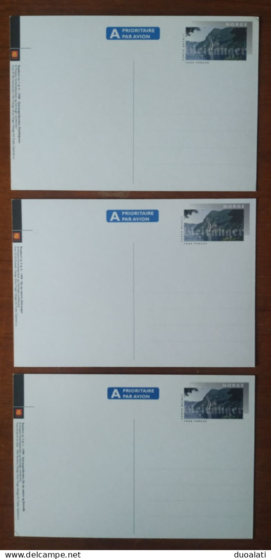 Norway Geiranger Fjord 3 Postal Stationeries With Imprinted Stamp Unused - Other & Unclassified