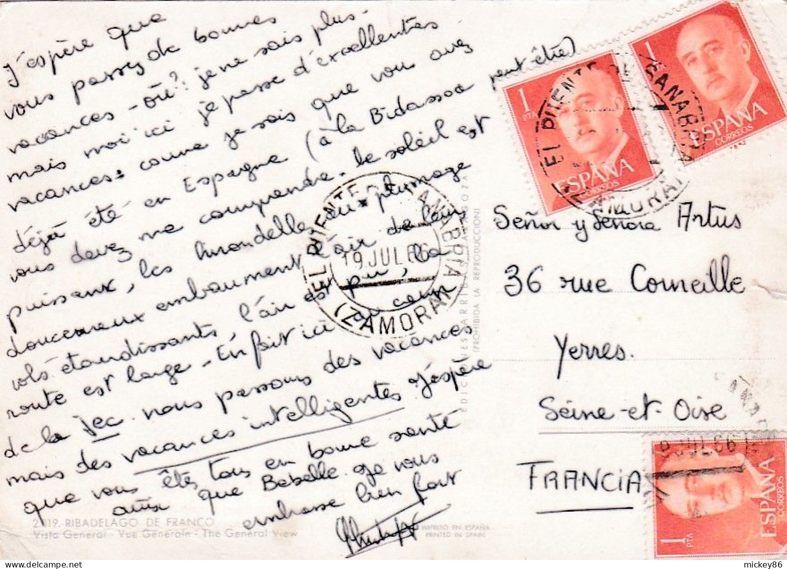 Espagne --RIBADELAGO DE FRANCO --1966--Vue Générale ...timbres...cachet   El Puente De Sanabria - Zamora