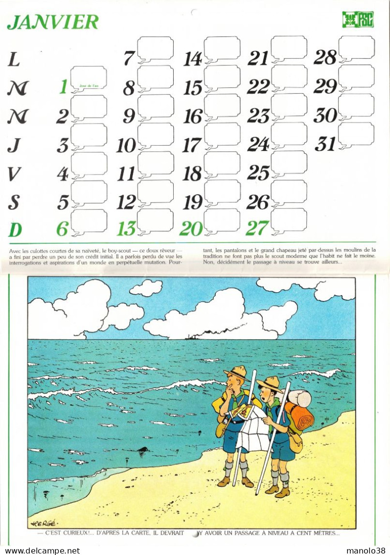 Hergé Tintin 1980. Du Temps Ou Nos Pères Scoutaient. Scout. Une Sélection Des Calendriers Dessinées Par Hergé. - Formato Grande : 1971-80