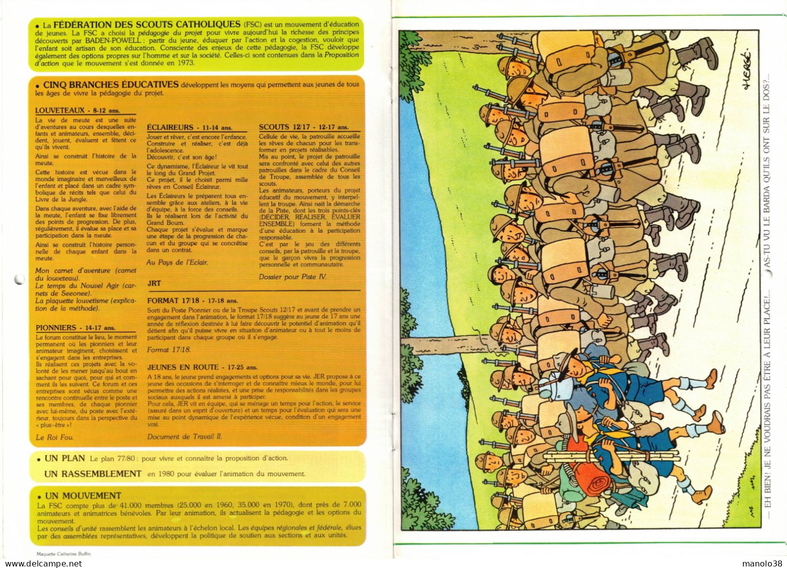 Hergé Tintin 1980. Du temps ou nos pères scoutaient. Scout. Une sélection des calendriers dessinées par Hergé.