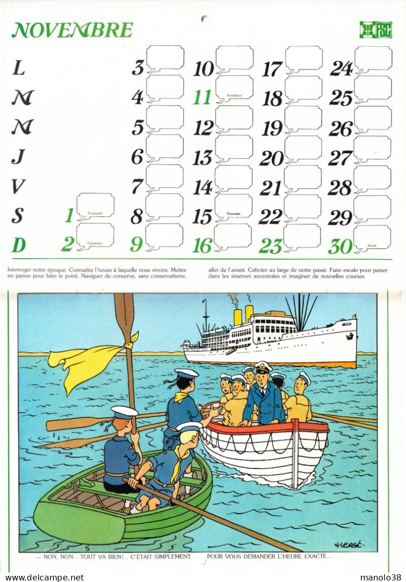 Hergé Tintin 1980. Du temps ou nos pères scoutaient. Scout. Une sélection des calendriers dessinées par Hergé.