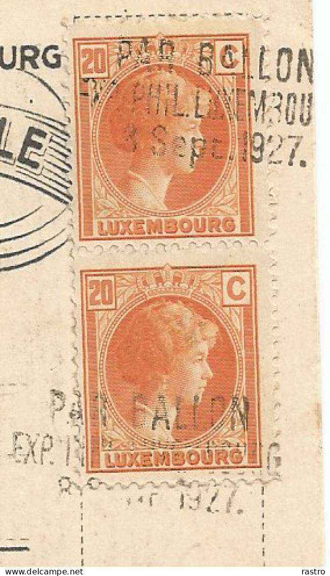 Vol Par Ballon Luxembourg-Roodt 1927 Affranchi Avec Paire Verticale Du N°166 (20c Orange) - Briefe U. Dokumente
