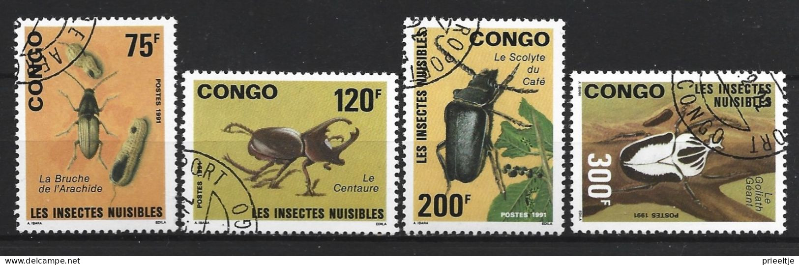 Congo Rep. 1991  Insect Y.T. 907/910 (0) - Oblitérés