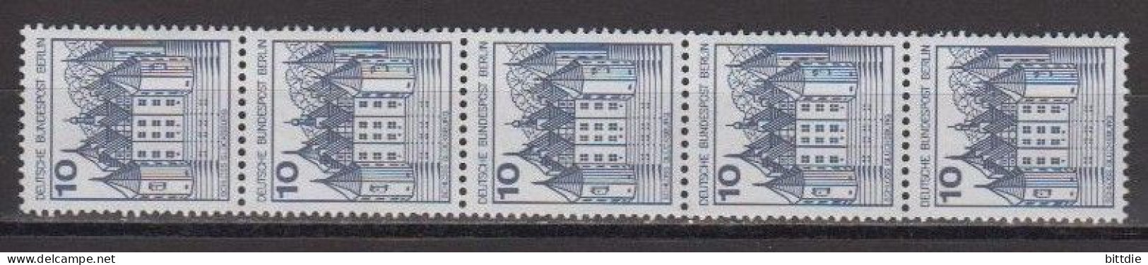 Berlin  532 II,R , 5er-Streifen , Xx  (U 7674) - Rolstempels