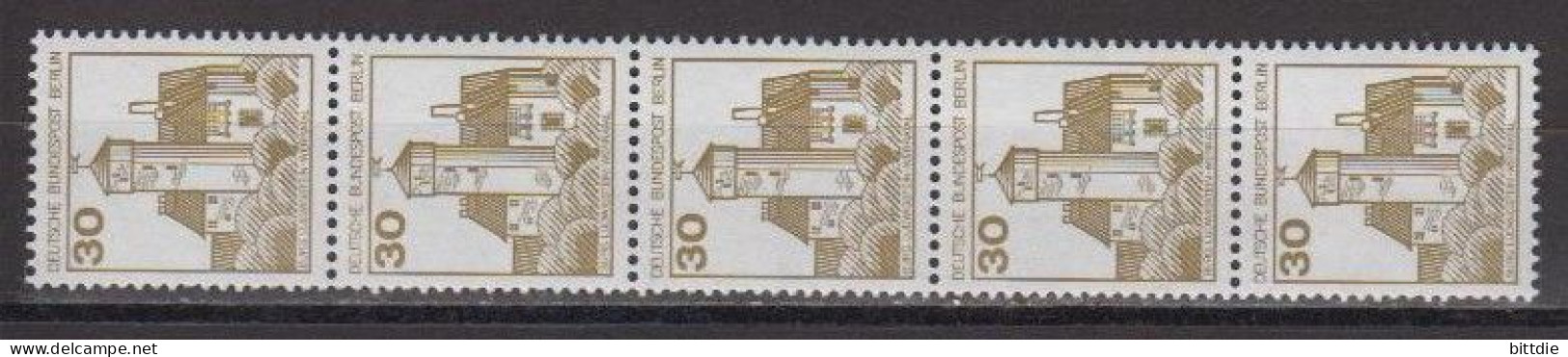 Berlin  534 II,R , 5er-Streifen , Xx  (U 7676) - Rollenmarken