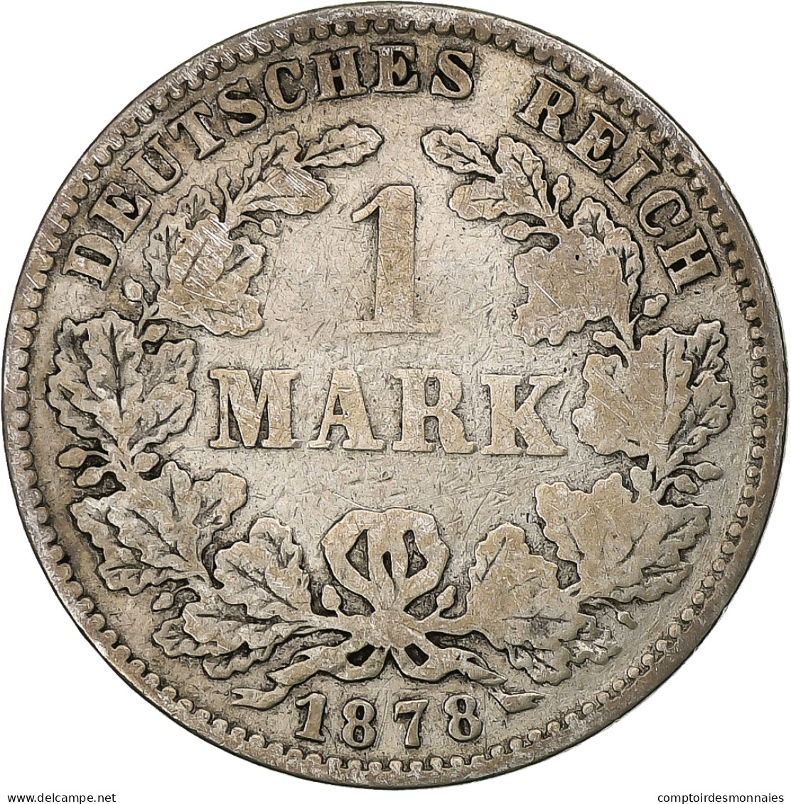 Empire Allemand, Wilhelm I, Mark, 1878, Hambourg, Argent, TB, KM:7 - 1 Mark