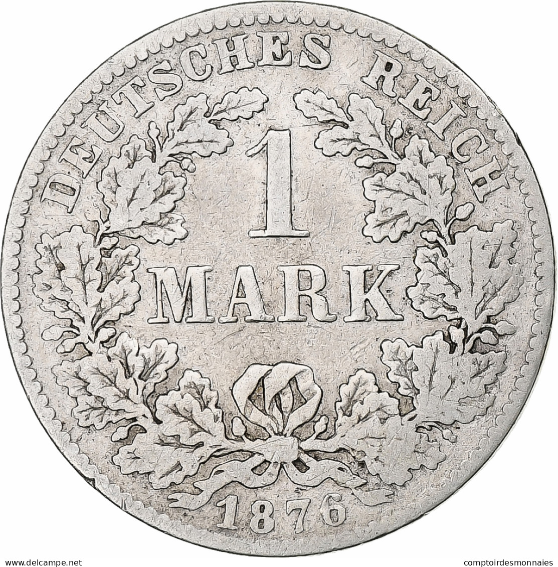 Empire Allemand, Wilhelm I, Mark, 1876, Darmstadt, Argent, TB, KM:7 - 1 Mark