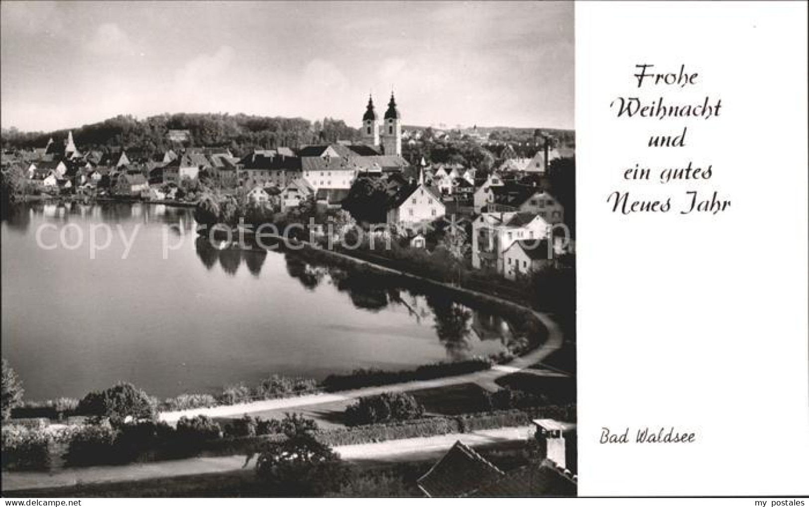 41764133 Bad Waldsee Ortsansicht Mit Kirche Stadtsee Neujahrskarte Bad Waldsee - Bad Waldsee