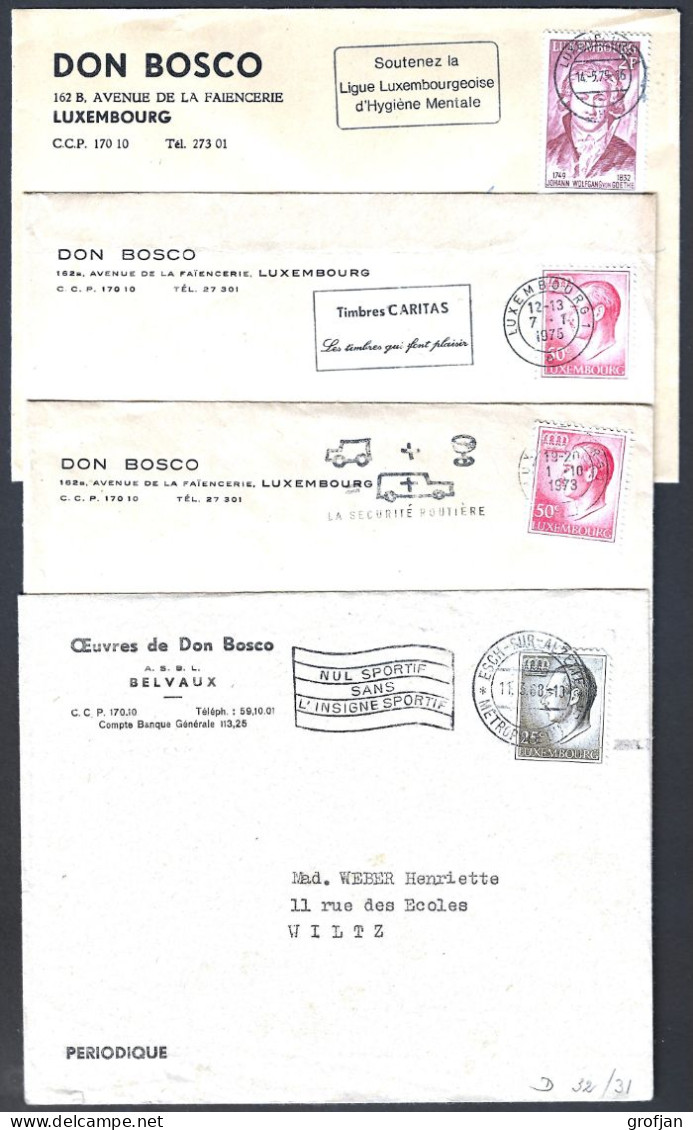 4 Lettres Don Bosco Luxembourg - Flammes D'oblitérations - - Privatsachen