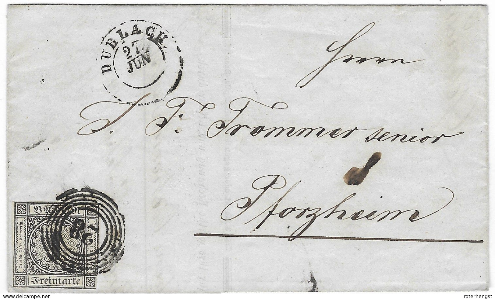 Durlach To Pforzheim 1859 Michel 140 Euros - Covers & Documents