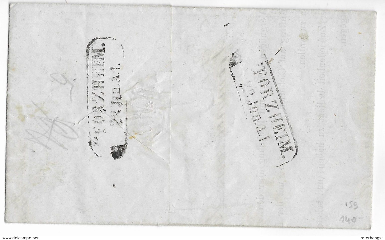 Durlach To Pforzheim 1859 Michel 140 Euros - Cartas & Documentos