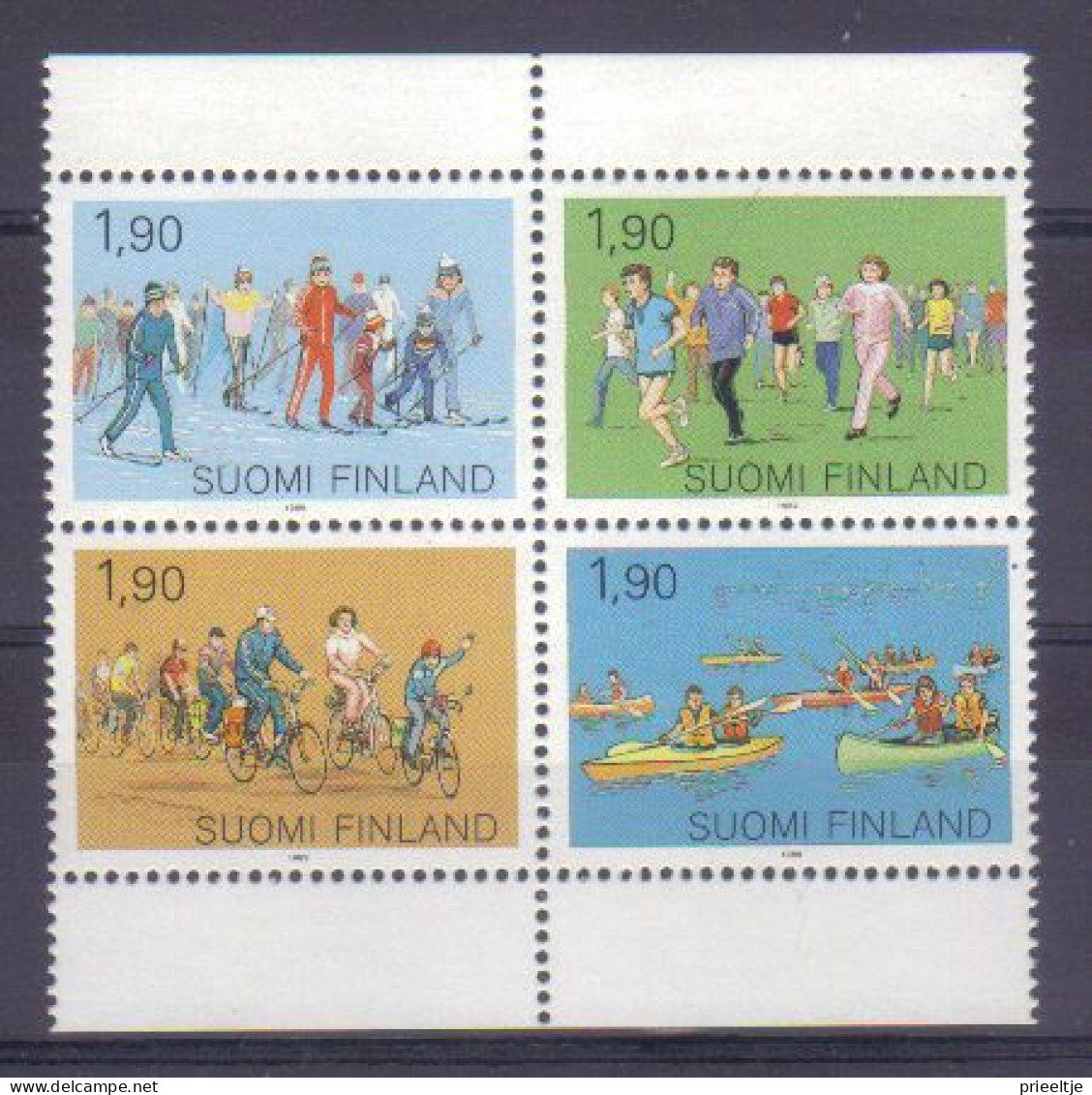 Finland 1989 Sports 4-block  Y.T.  1038/1041 ** - Unused Stamps