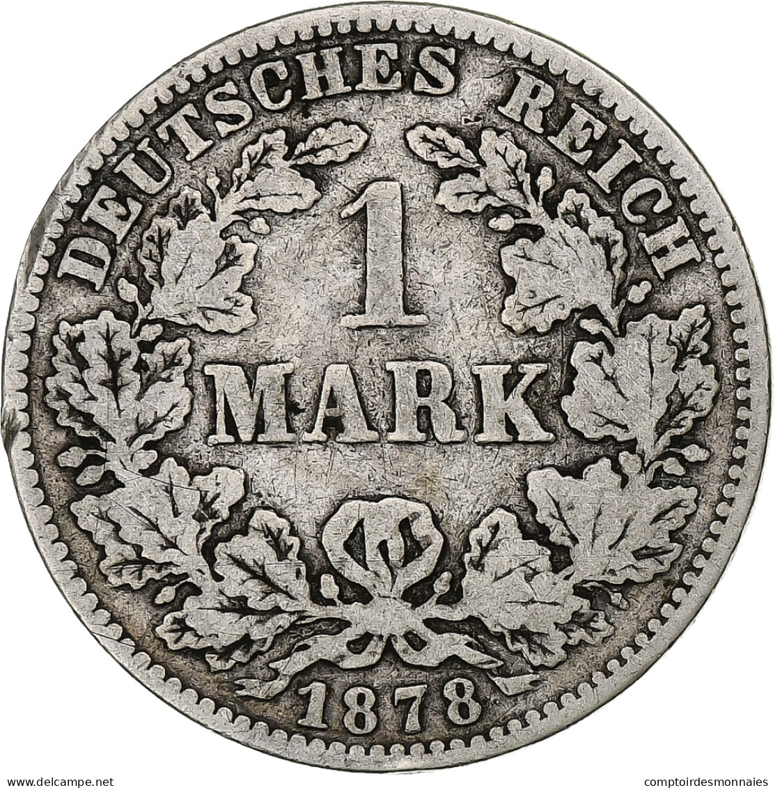 Empire Allemand, Wilhelm I, Mark, 1878, Hambourg, Argent, TB+, KM:7 - 1 Mark