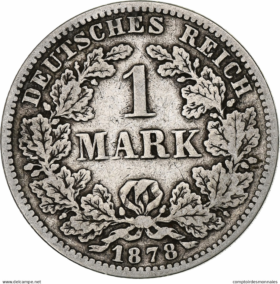 Monnaie, GERMANY - EMPIRE, Wilhelm I, Mark, 1878, Stuttgart, TB, Argent, KM:7 - 1 Mark