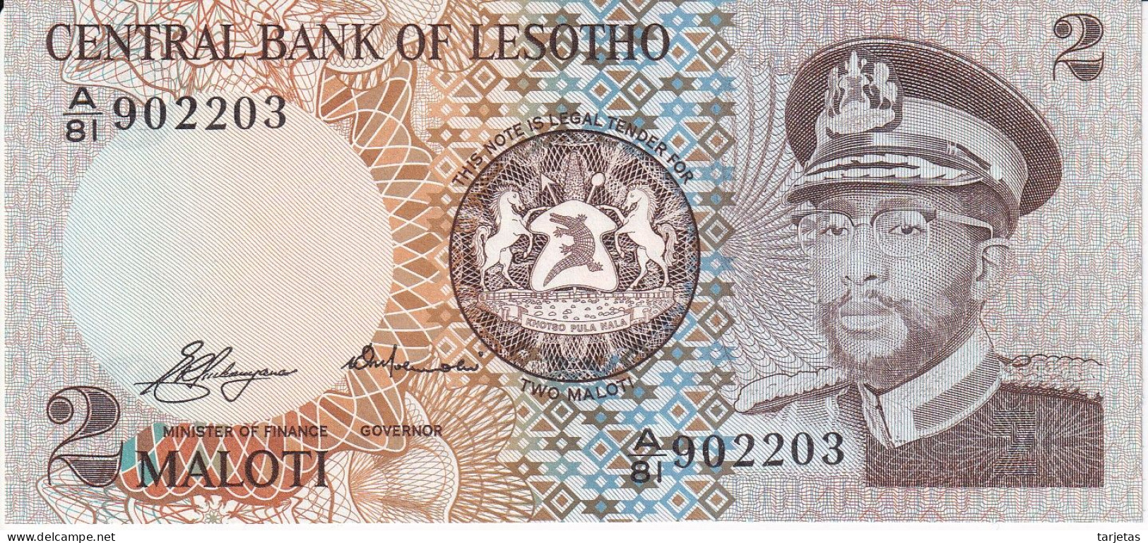 BILLETE DE LESOTHO DE 2 MALOTI DEL AÑO 1981 SIN CIRCULAR (UNC)  (BANKNOTE) - Lesotho