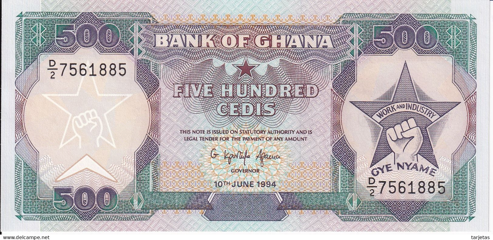 BILLETE DE GHANA DE 500 CEDIS DEL AÑO 1994 SIN CIRCULAR (UNC) (BANKNOTE) - Ghana