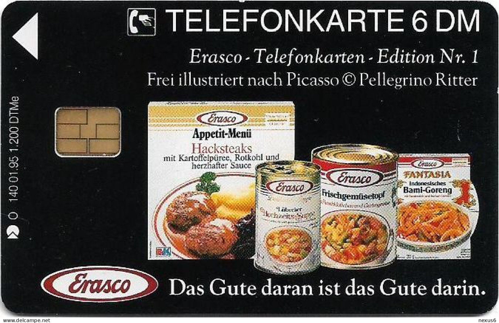 Germany - Erasco Edition Nr. 1 - O 0140 - 01.1995, 6DM, 1.200ex, Mint - O-Series: Kundenserie Vom Sammlerservice Ausgeschlossen