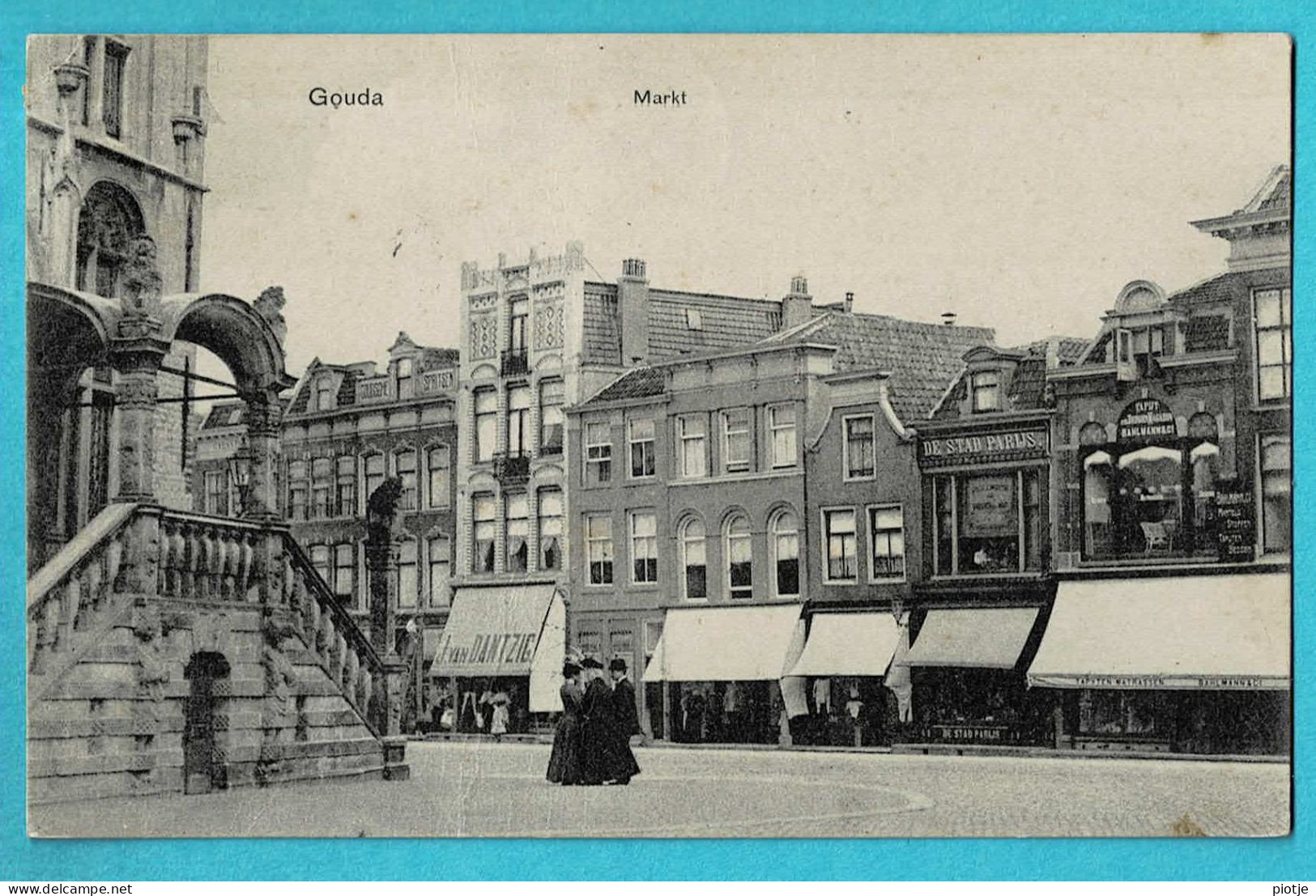 * Gouda (Zuid Holland - Nederland) * (Uitgave M. Kastelein) Markt, Grand'Place, Café, Animée, De Stad Parijs, Old - Gouda