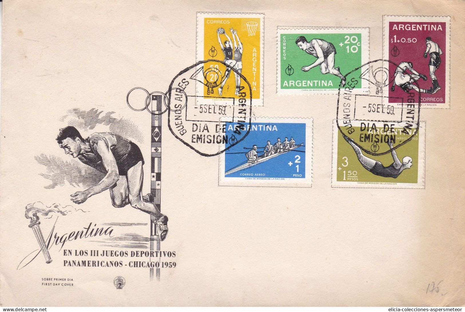 Argentina - 1959 - FDC - III Pan American Games Chicago - Caja 30 - FDC