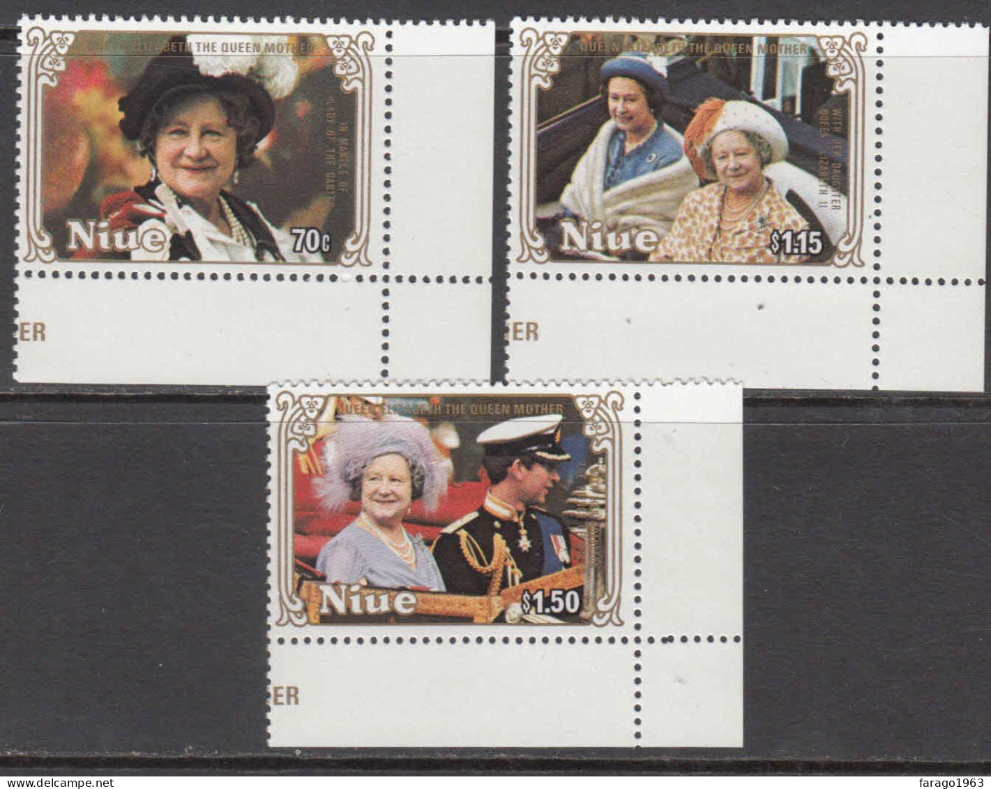 1985 Niue Queen Mother Royalty Complete Set Of 3  MNH - Niue