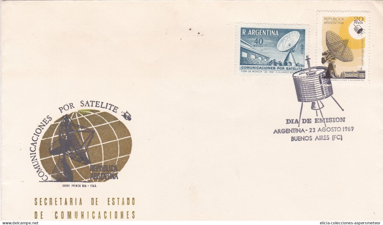 Argentina - 1969 - FDC - Satellite Communications - Secretary Of State For Communications Envelope - Caja 30 - FDC