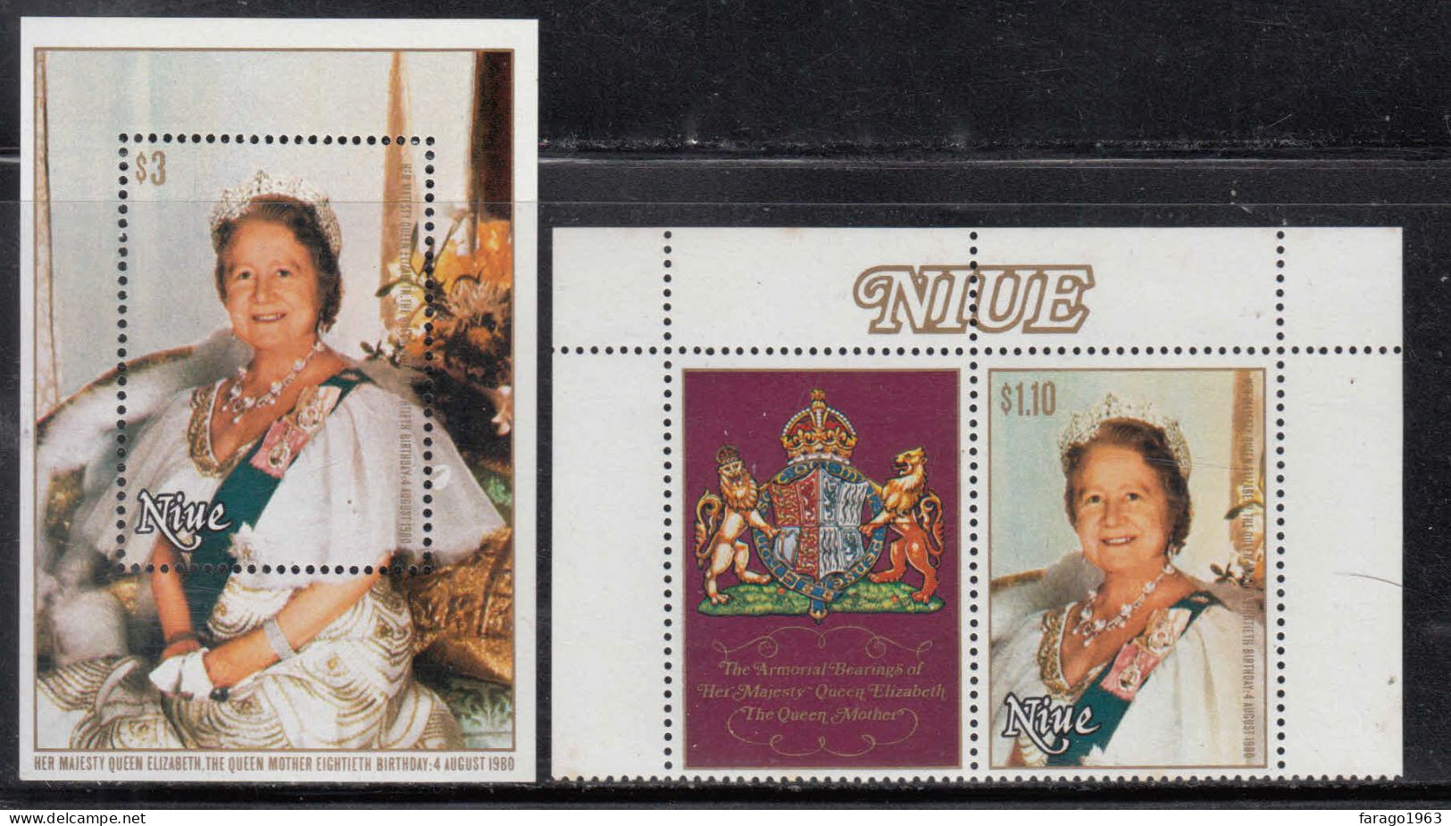 1980 Niue Queen Mother Royalty Complete Set Of 1 + Souvenir Sheet  MNH - Niue