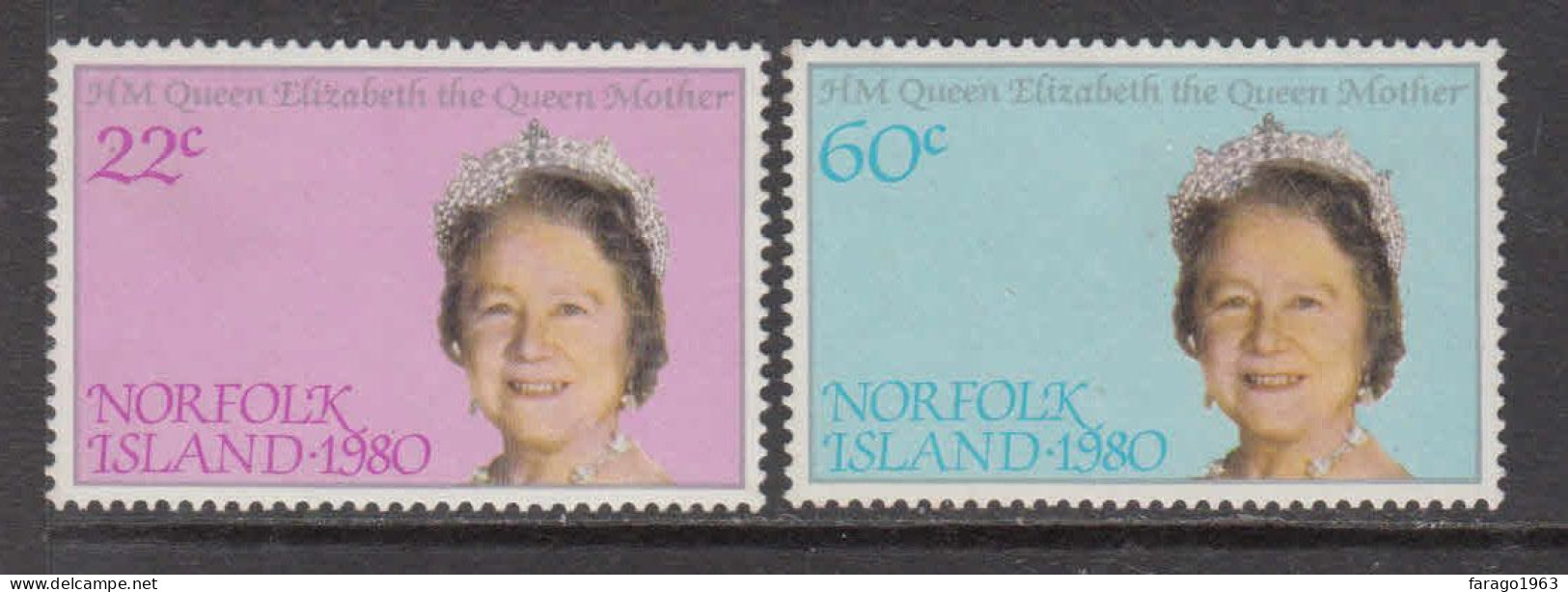 1980 Norfolk Island  Queen Mother Royalty Complete Set Of 2  MNH - Norfolk Island