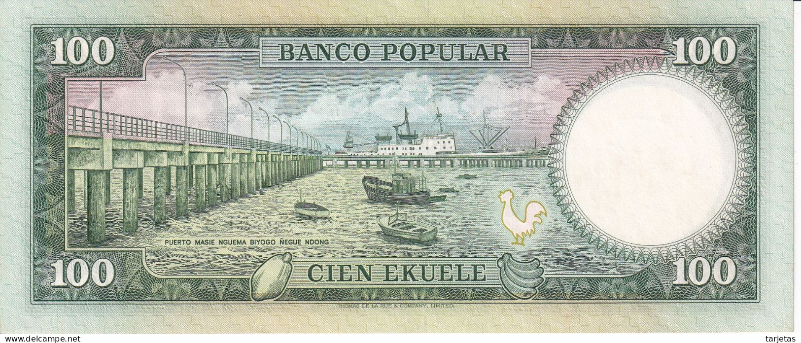 BILLETE DE GUINEA ECUATORIAL DE 100 EKUELE DEL AÑO 1975 SIN CIRCULAR (UNC)  (BANKNOTE) - Guinea Ecuatorial