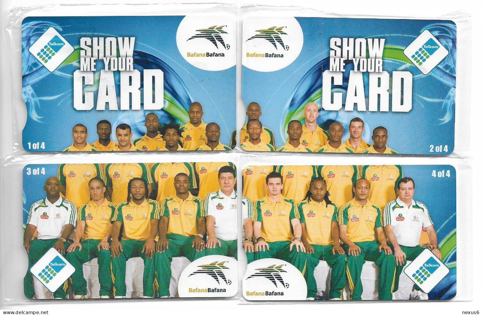 S. Africa - Telkom - Bafana Football Team Complete Puzzle Of 4, Exp.09.2012, 25R, NSB - Afrique Du Sud