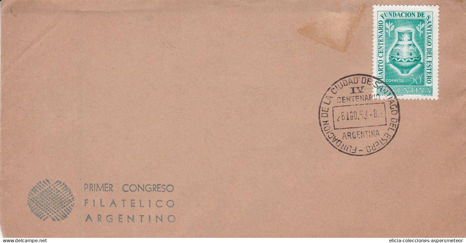 Argentina - 1953 - FDC - Centenary Of The Foundation Of Santiago Del Estero Stamp - Caja 30 - FDC