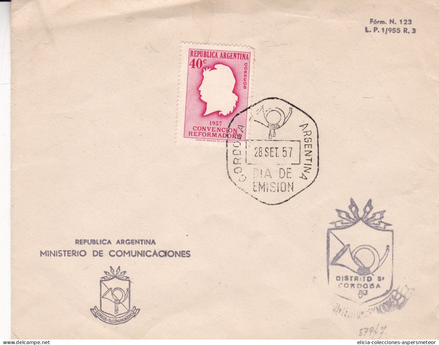 Argentina - 1957 - FDC - Reforming Convention - Ministry Of Communications Envelope - Caja 30 - FDC