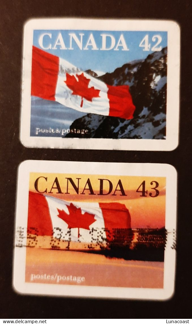 Canada 1992  USED  Sc1388-1389   42c And 43c  Quick Stick Flag - Oblitérés