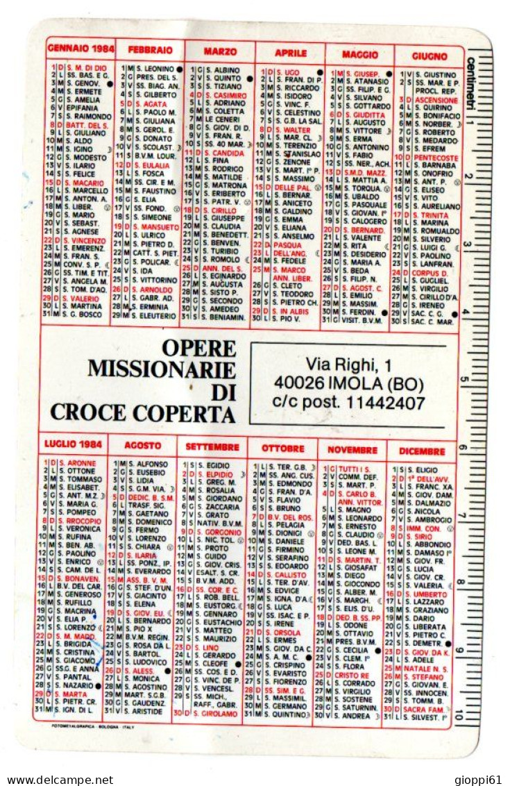 Calendario Plastificato 1984 Con Santino (fronte E Retro) - Petit Format : 1981-90