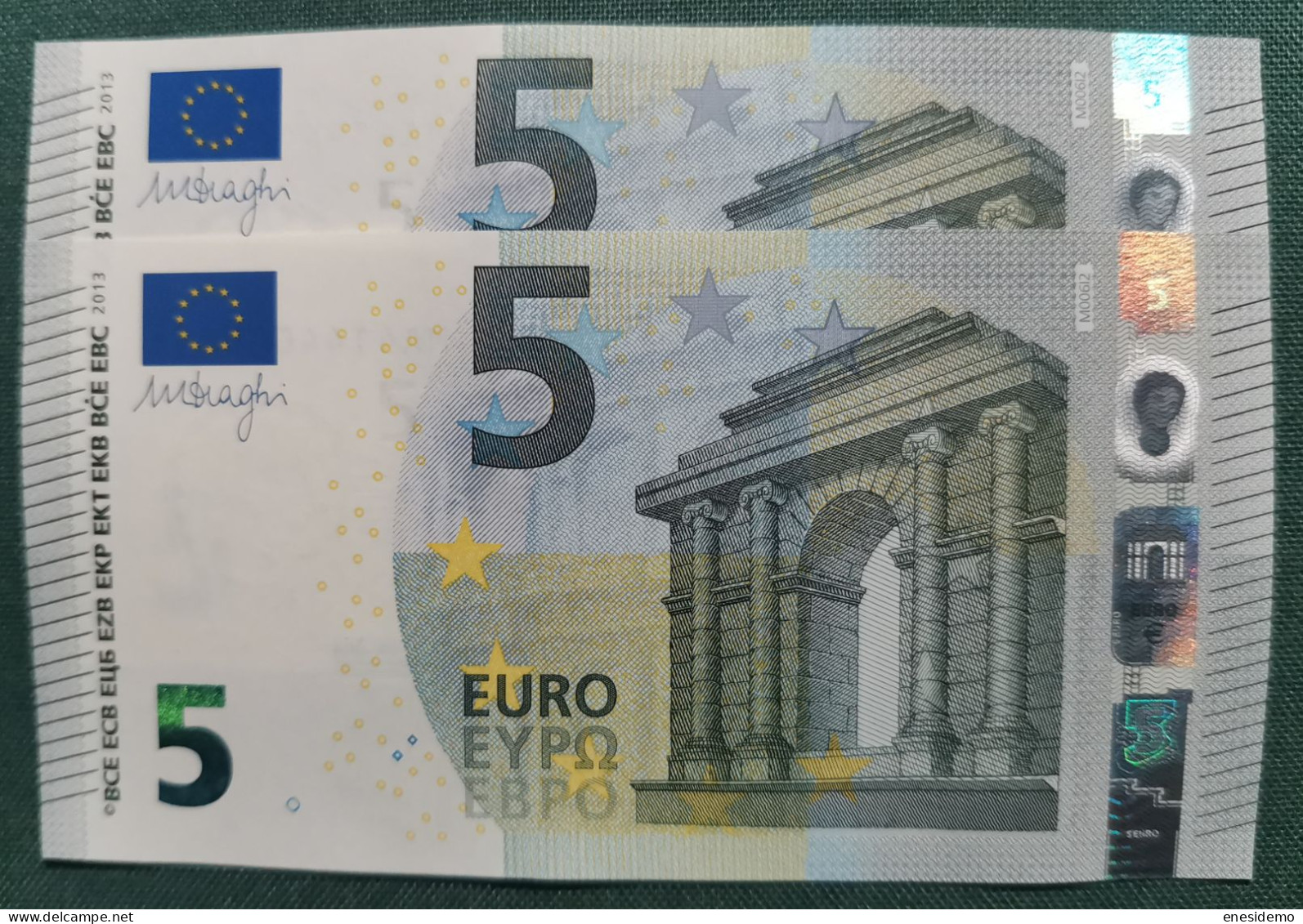 5 EURO PORTUGAL 2013 DRAGHI M006I2 MA CORRELATIVE COUPLE RADAR 2 ONLY FOUR NUMBERS SC FDS UNCIRCULATED PERFECT - 5 Euro