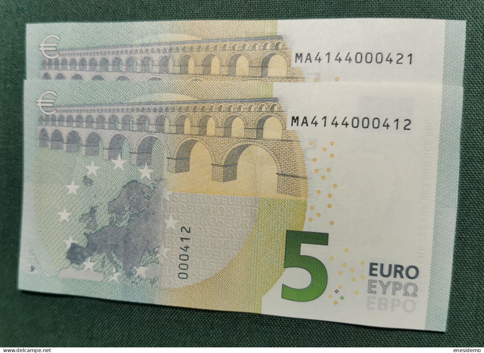 5 EURO PORTUGAL 2013 DRAGHI M006I2 MA CORRELATIVE COUPLE RADAR 2 ONLY FOUR NUMBERS SC FDS UNCIRCULATED PERFECT - 5 Euro