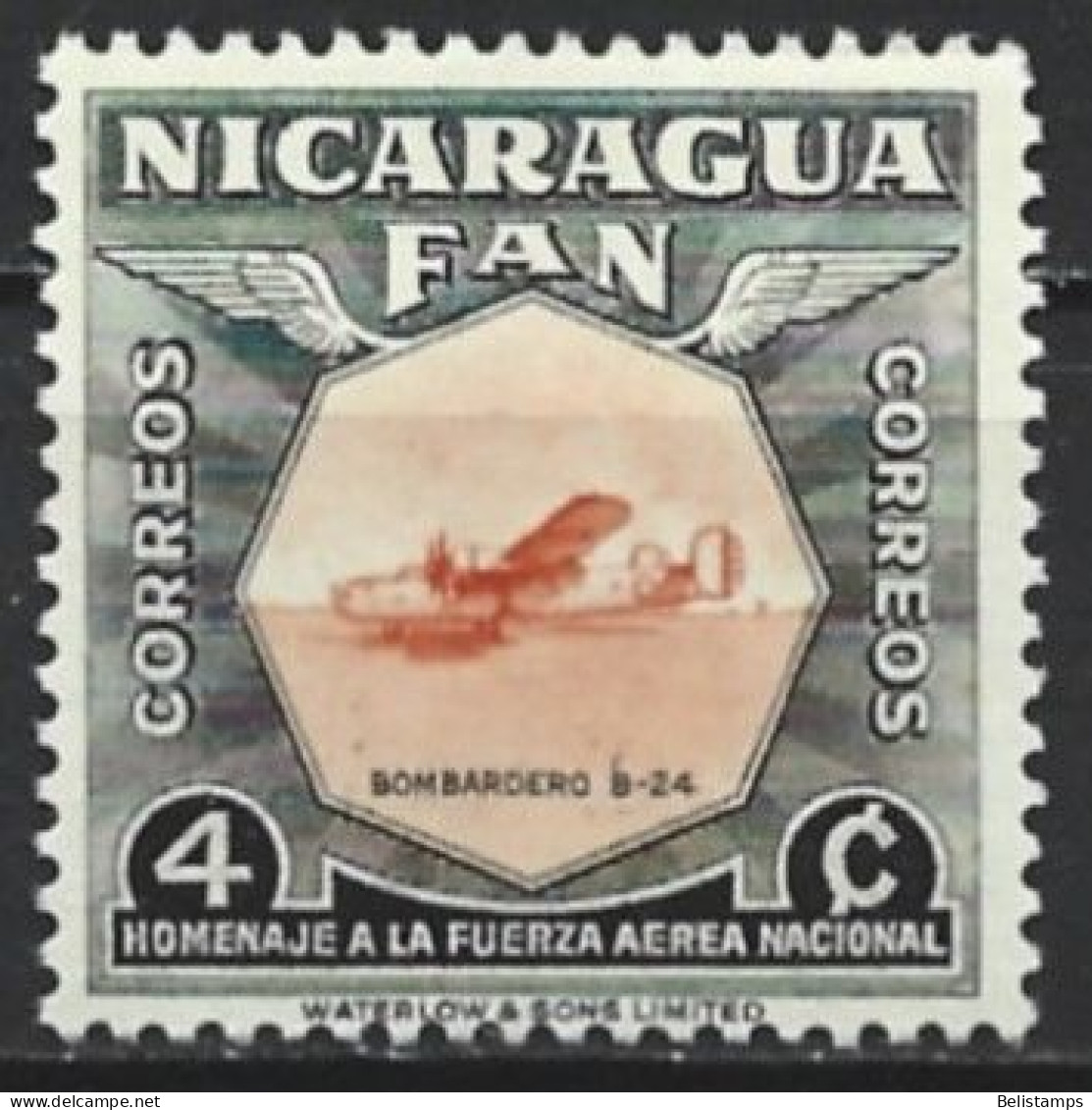 Nicaragua 1954. Scott #758 (MH) B-24 Bomber - Nicaragua