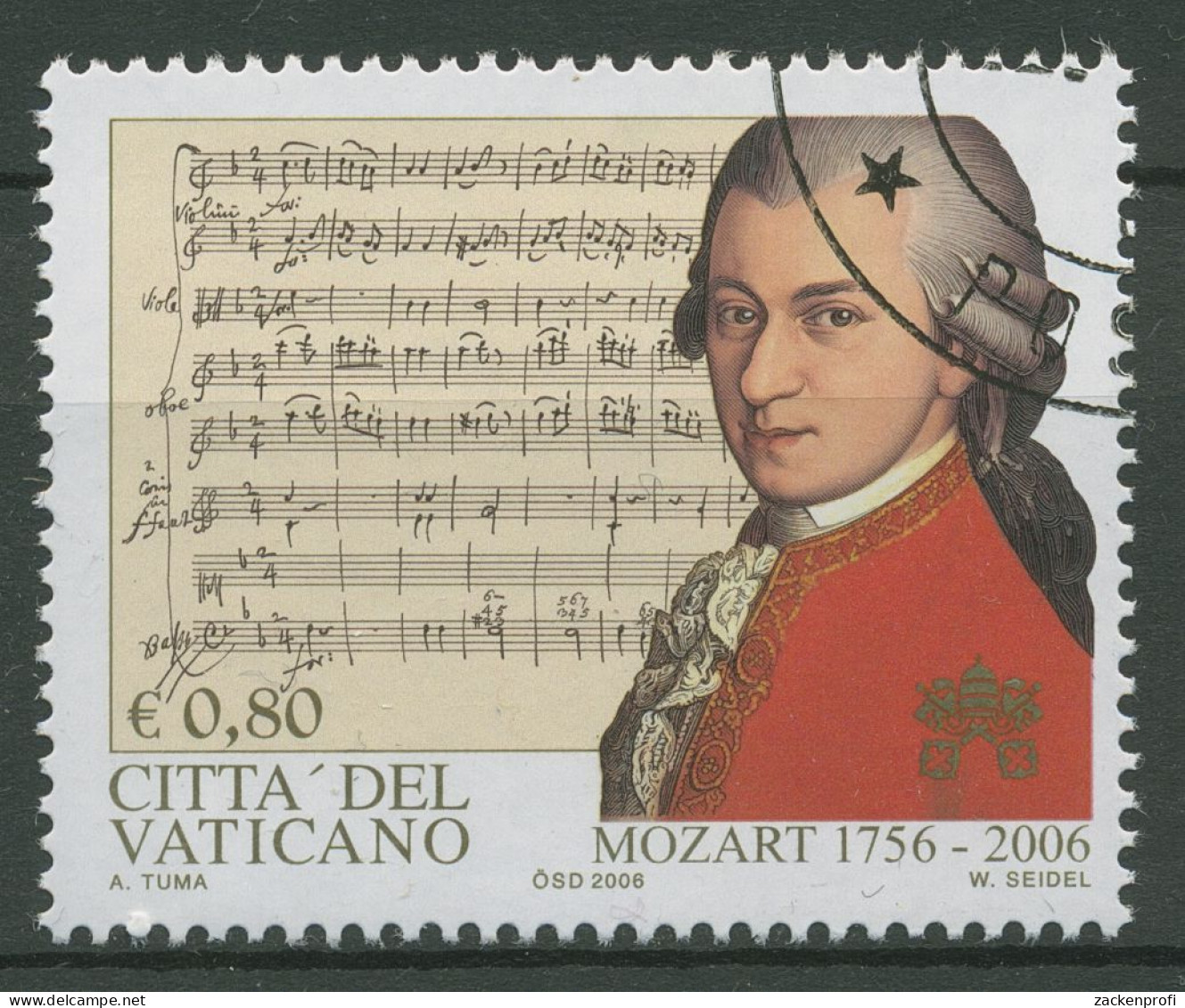 Vatikan 2006 Komponist Wolfgang Amadeus Mozart 1553 Gestempelt - Gebraucht